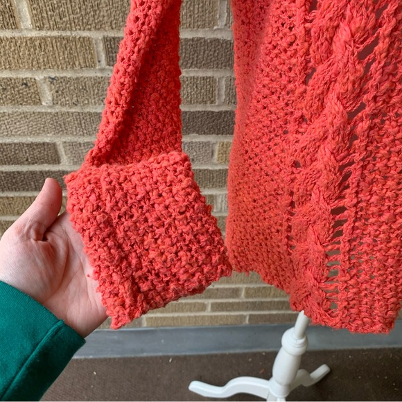 Free People Orange Crochet Sweater Size Small - Picture 8 of 13